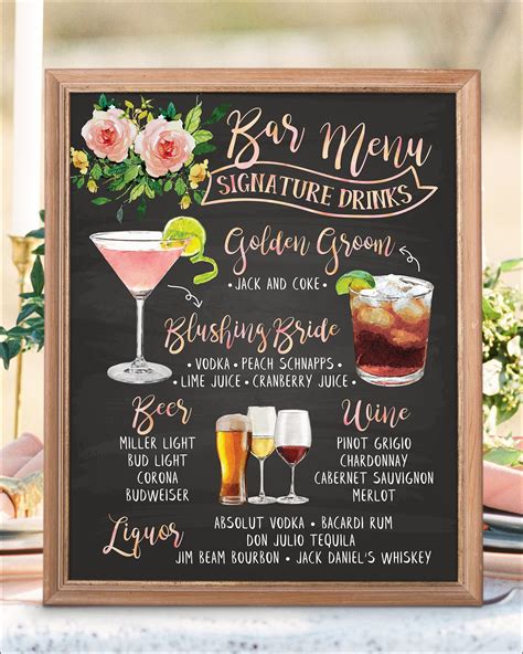 Wedding Bar Menu Ideas - Wedding Wishes