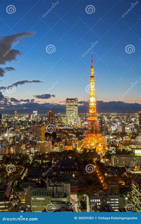 Tokyo Tower Cityscape Japan Stock Image - Image of mountain, evening ...