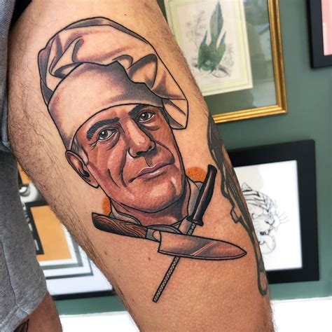 Anthony Bourdain Portrait Tattoo by Gibbo