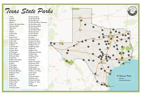 Texas State Parks Map | Etsy