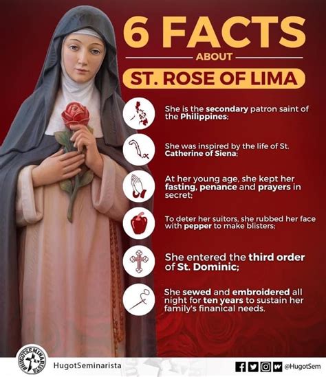 August 23 Memorial of St. Rose of Lima, Virgin. 2nd Patroness of the Philippines. #SaintOfTheDay ...