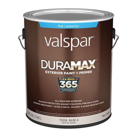 Shop Valspar Duramax Flat Base 4 Latex Exterior Paint (Actual Net Contents: 116-fl oz) at Lowes.com