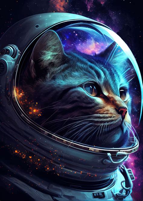 'Astronaut Space Cat' Poster, picture, metal print, paint by Neo Design | Displate