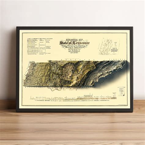 Tennessee Map Relief Map of Tennessee Tennessee Historical Map Vintage ...