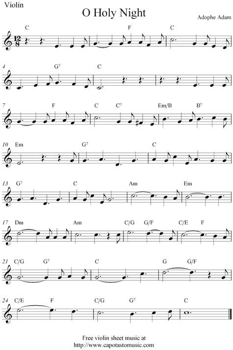 Beautiful Violin Sheet Music for O Holy Night