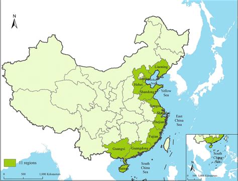 11 coastal regions of the coastal area in China | Download Scientific ...