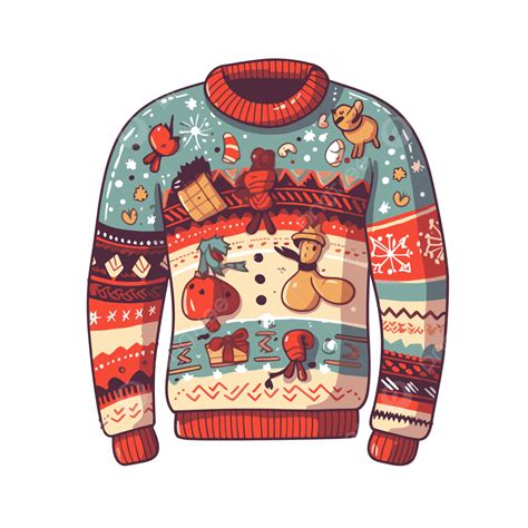 Ugly Sweater Pictures Vector, Sticker Clipart An Ugly Christmas Sweater ...