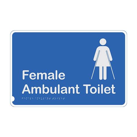 Premium Braille Sign - Female Ambulant Toilet, H190 x W300mm, Anodised Aluminium