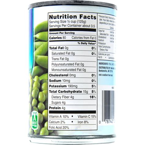 canned green beans nutrition label