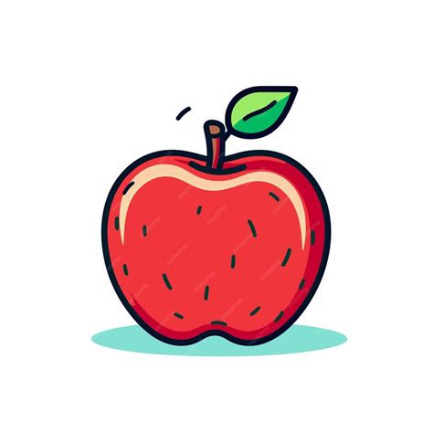 Premium Vector | An apple with a leaf on it and a drawing of a strawberry.