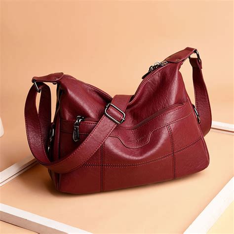 Women Soft Leather Solid Leisure Crossbody Bag Casual Shoulder Bag ...