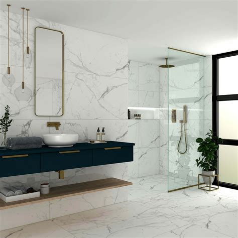 Carrera White Marble Effect Rectified Matt Porcelain Wall and Floor ...