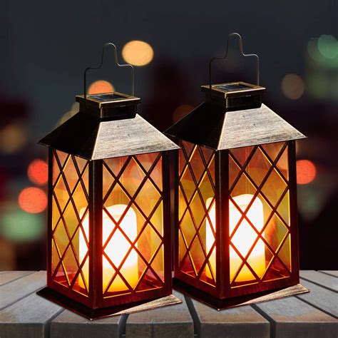 OxyLED Solar Lanterns, 2 Pack LED Solar Lights Outdoor, Hanging ...