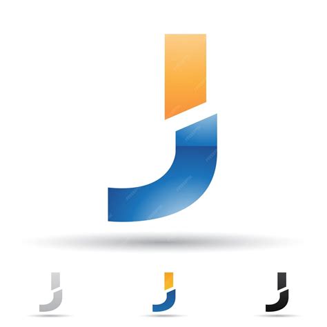 Premium Vector | Blue and orange abstract glossy logo icon of split shaped letter j