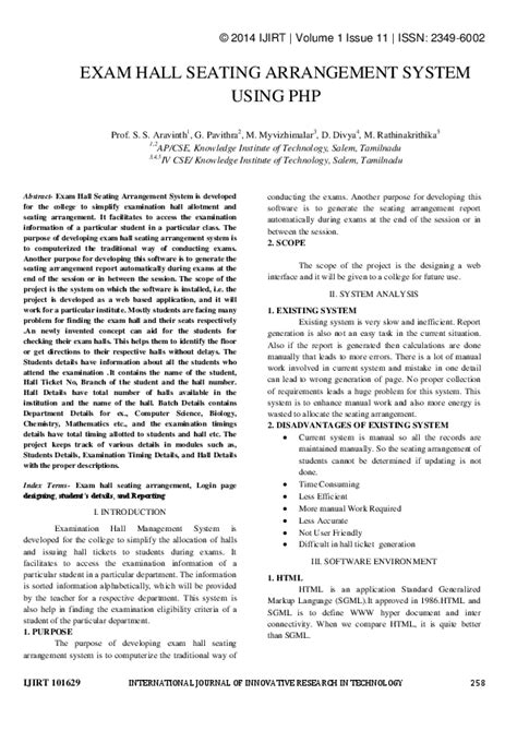 (PDF) EXAM HALL SEATING ARRANGEMENT SYSTEM USING PHP | Manikandan ...