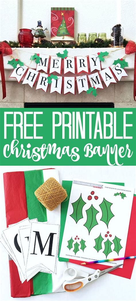 DIY Christmas Banner with Free Printable | Christmas banners, Merry christmas banner printable ...