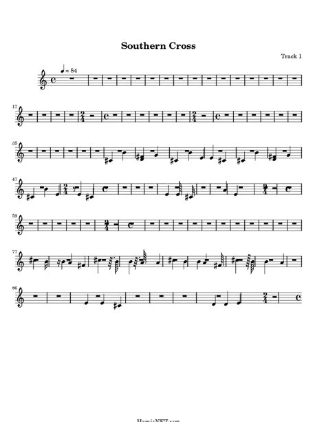 Southern Cross Sheet Music - Southern Cross Score • HamieNET.com