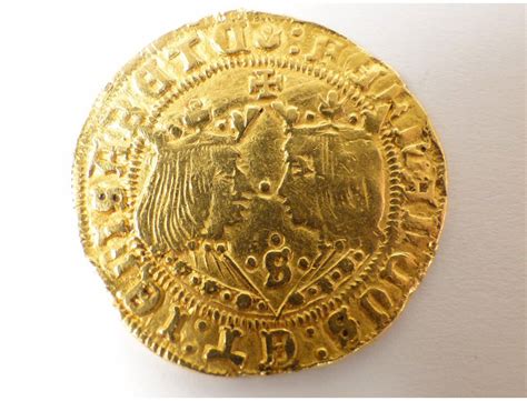 Rare Spanish doubloon, gold coin currency massive Catholic Monarchs Coat, 6.9 gr fifteenth