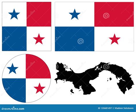 Panama Flag and Map - Republic of Panama Stock Vector - Illustration of ...