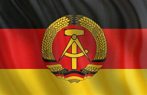 Waving Historic National Flag Of Ddr Stock Photo - Download Image Now - East Germany, Flag ...