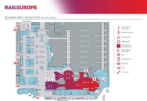 Brussels central station map - Map of Brussels central station (Belgium)