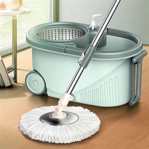 Tebru 360° Rotating Spin Mop Microfiber Mop Head Bucket Dry Wet Floor ...