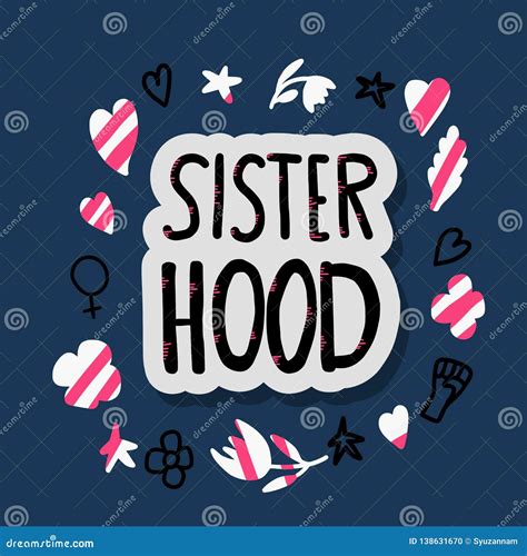 Sisterhood Text with Decor. Vector Illustration. Stock Vector ...