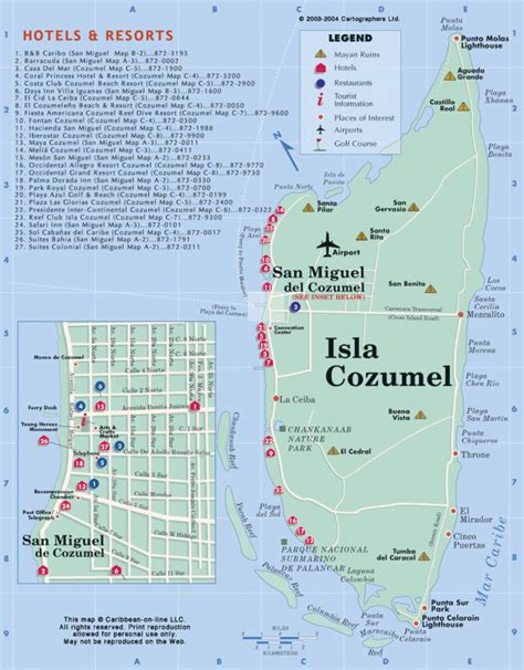 Isla Cozumel Map (Mexico-On-Line)