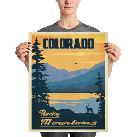 Colorado Rocky Mountains Vintage Travel Poster Enhanced | Etsy