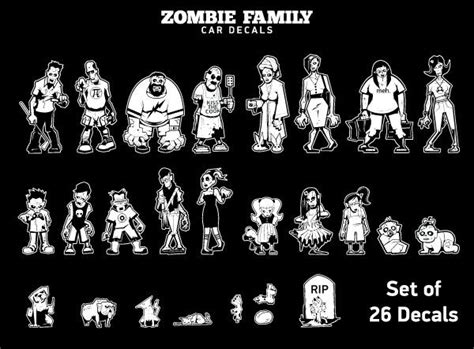 Zombie Family Car Decals Family Car Stickers, Family Decals, Car Window Stickers, Zombie Style ...