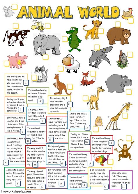 Wild Animals Kids Worksheet