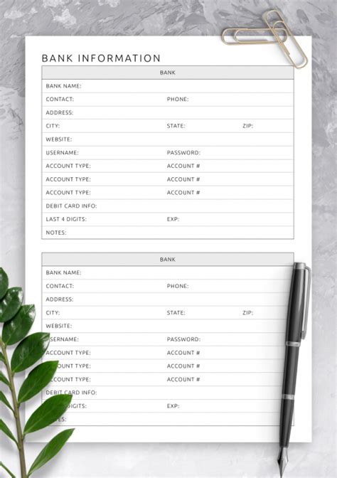 Download Printable Credit Cards Information Template PDF