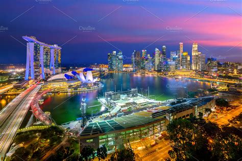 Singapore downtown skyline featuring singapore, skyline, and night | Architecture Stock Photos ...