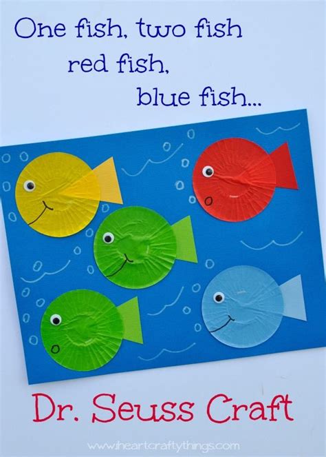 One fish two fish red fish blue fish dr seuss craft – Artofit