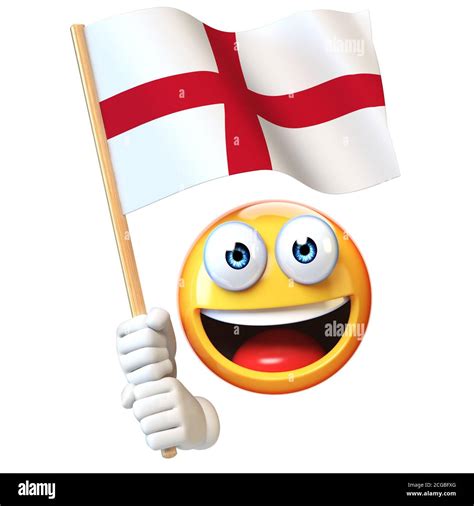 Emoji holding England flag, emoticon waving national flag of England 3d rendering Stock Photo ...