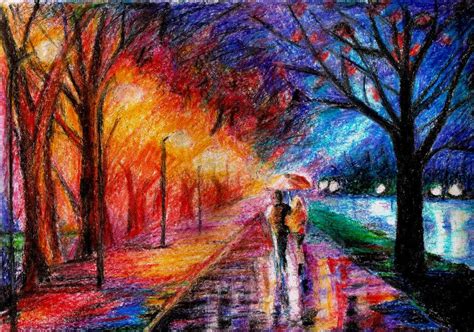 Crayon landscape | Art painting oil, Fine art painting oil, Canvas painting