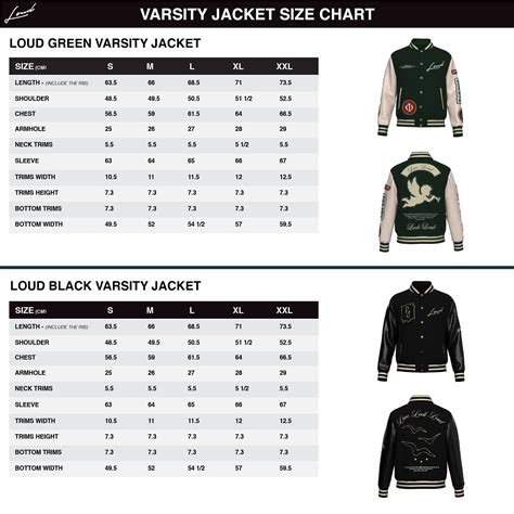 Varsity Jacket - Size Chart