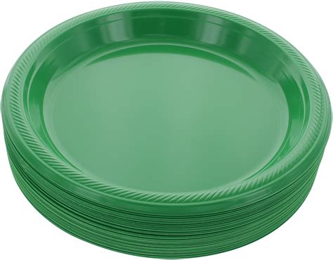 Disposable Plastic Plates Green, 10.4 Inches Plastic Dinner Plates ...