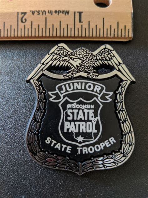 Vintage 1980s Wisconsin State Patrol Junior State Trooper Badge Pinback ...