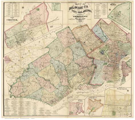 Delaware County Pennsylvania 1876 - Old Map Reprint - OLD MAPS