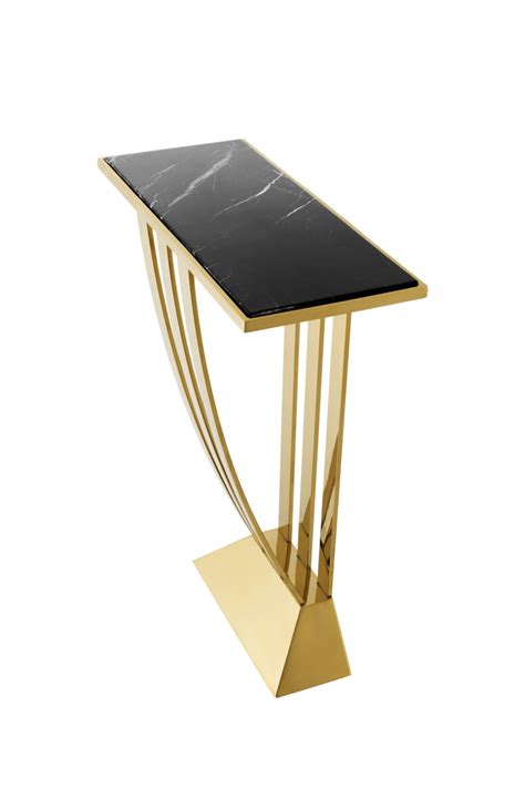 Small Gold Art Deco Black Console Table | Eichholtz Beau Deco | OROA