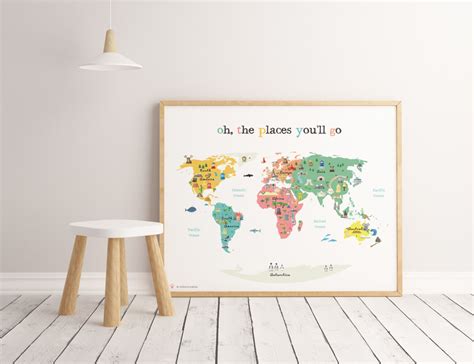 Printable World Map Poster for Kids Room Digital Download - Etsy