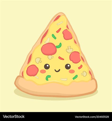 Cute pizza slice food cartoon face Royalty Free Vector Image