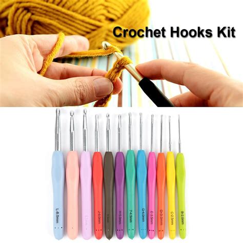 OTVIAP 12pcs Extended Crochet Hooks Needles with Accessories Hand Weave Sewing Tools Set Kit ...