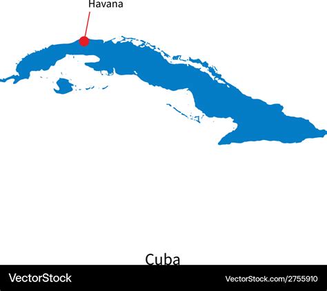 Detailed map of cuba and capital city havana Vector Image