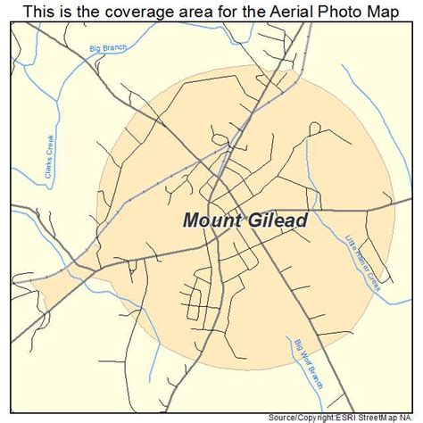 Aerial Photography Map of Mount Gilead, NC North Carolina