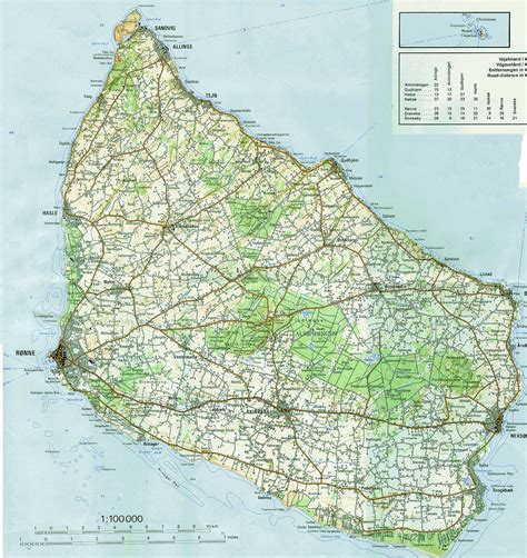 Geografical maps over Bornholm