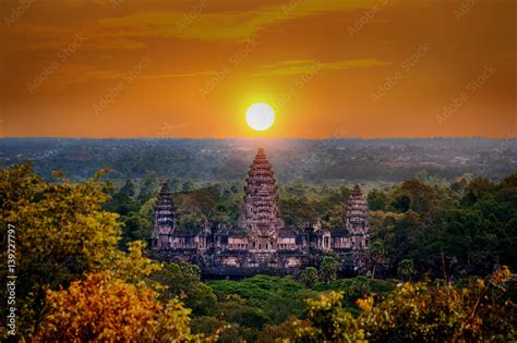 Angkor Wat Temple at sunset, Siem reap in Cambodia. Stock Photo | Adobe Stock