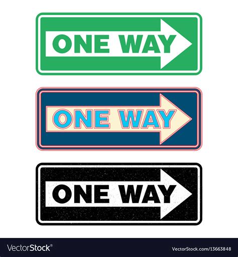 One way sign set Royalty Free Vector Image - VectorStock