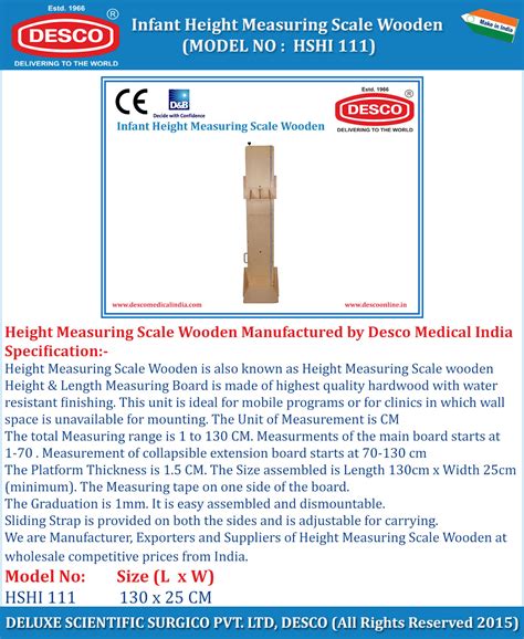 Infant Height Measuring Scale Wooden - Manufacturers & Exporters India